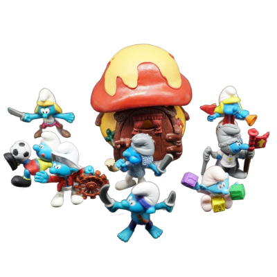 Schleich Kleines Schlumpfhaus weiss-rot mit 4 Schlümpfen